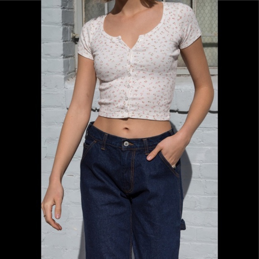 Brandy melville pink flower zelly top